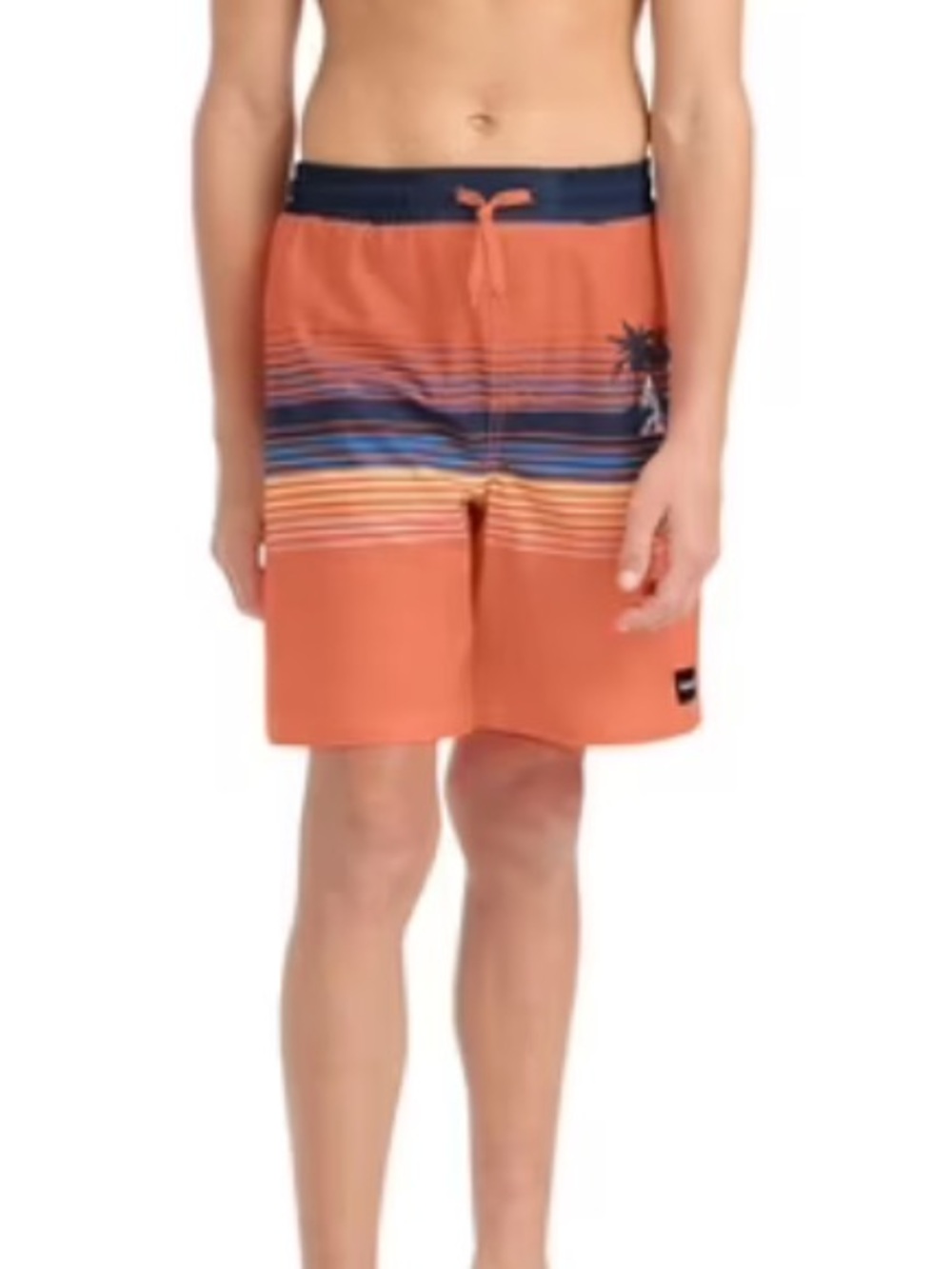 Hurley Kids Orange Stripe‎ Swim Trunks, Size 6-7